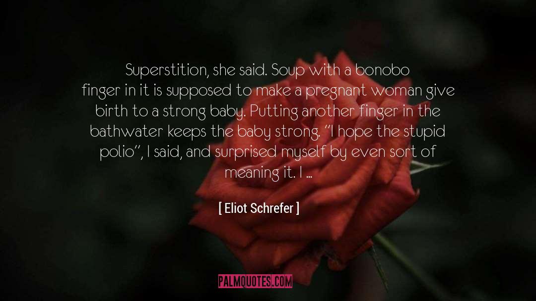 Eliot Schrefer Quotes: Superstition, she said. Soup with