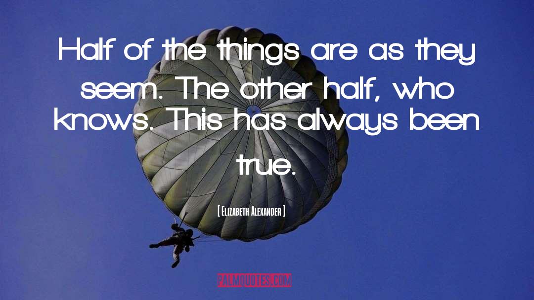 Elizabeth Alexander Quotes: Half of the things are