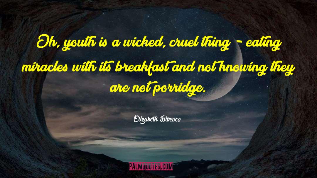 Elizabeth Bibesco Quotes: Oh, youth is a wicked,