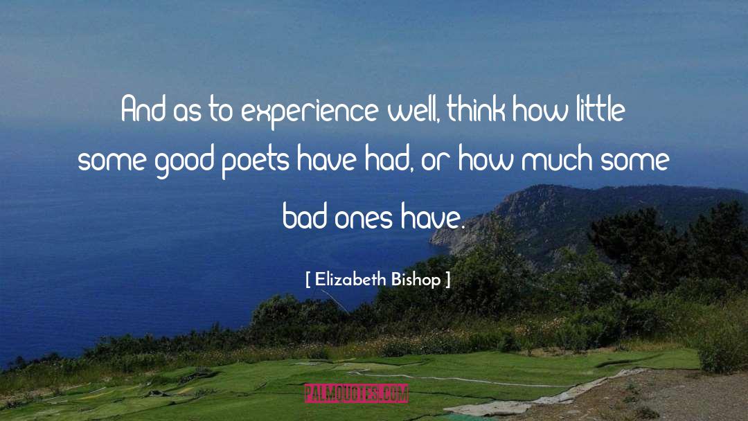 Elizabeth Bishop Quotes: And as to experience-well, think