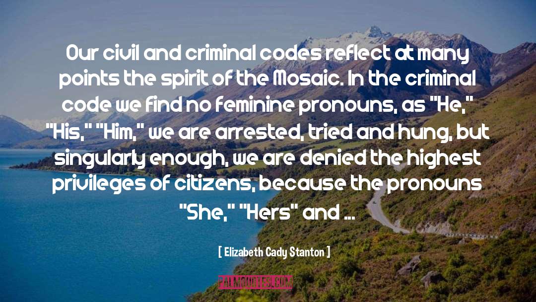 Elizabeth Cady Stanton Quotes: Our civil and criminal codes