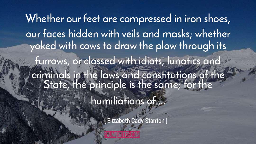 Elizabeth Cady Stanton Quotes: Whether our feet are compressed