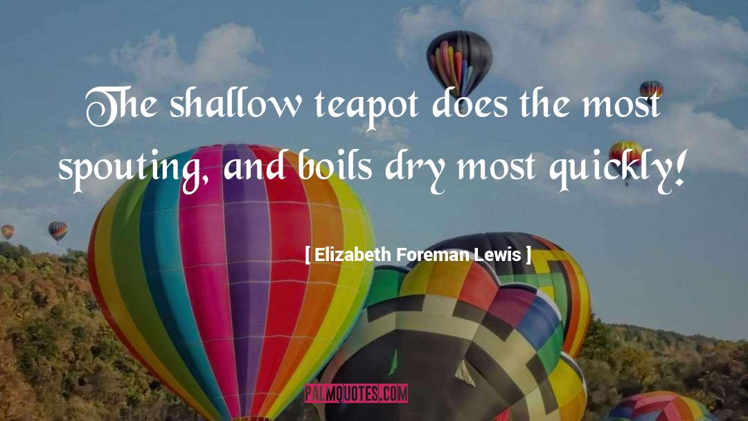Elizabeth Foreman Lewis Quotes: The shallow teapot does the
