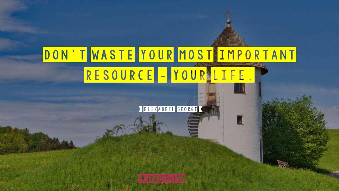 Elizabeth George Quotes: Don't waste your most important
