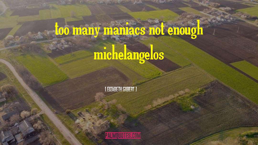 Elizabeth Gilbert Quotes: too many maniacs not enough