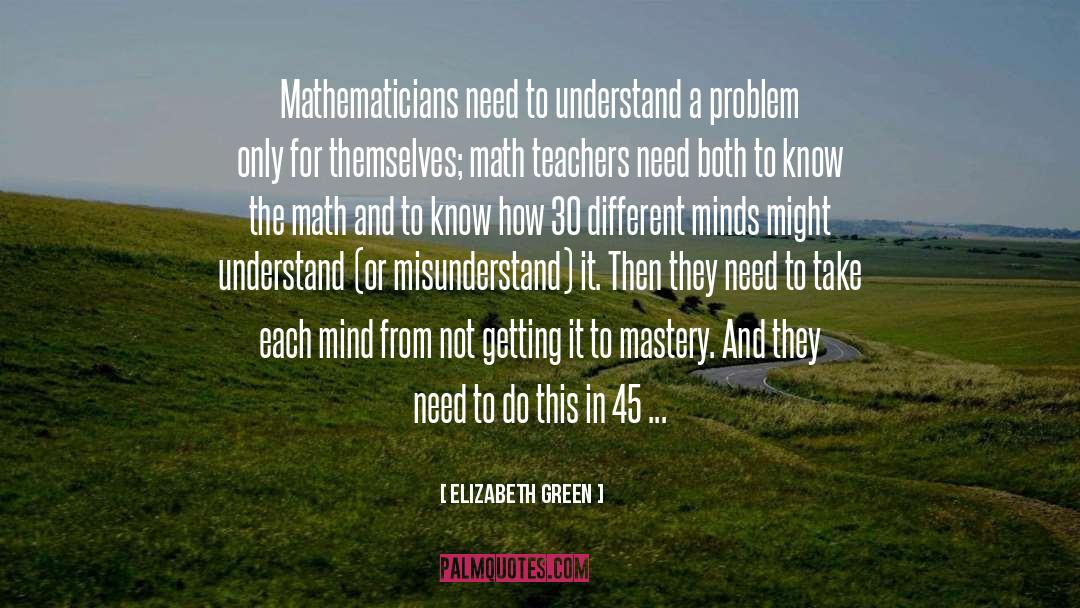 Elizabeth Green Quotes: Mathematicians need to understand a