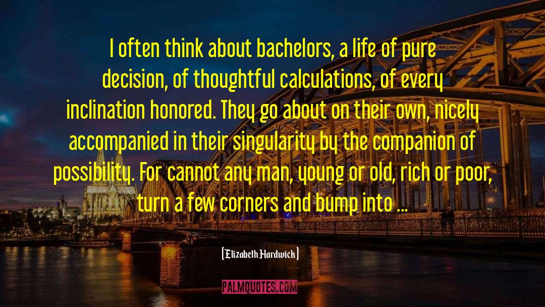 Elizabeth Hardwick Quotes: I often think about bachelors,