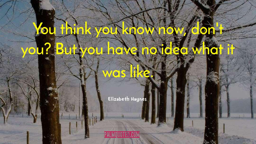 Elizabeth Haynes Quotes: You think you know now,