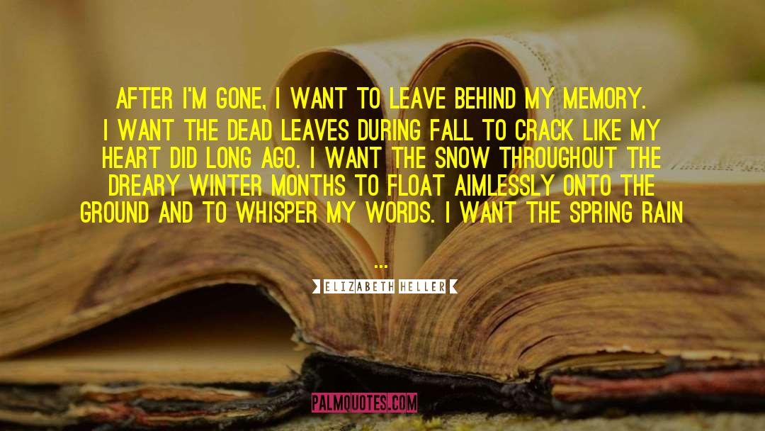 Elizabeth Heller Quotes: After I'm gone, I want