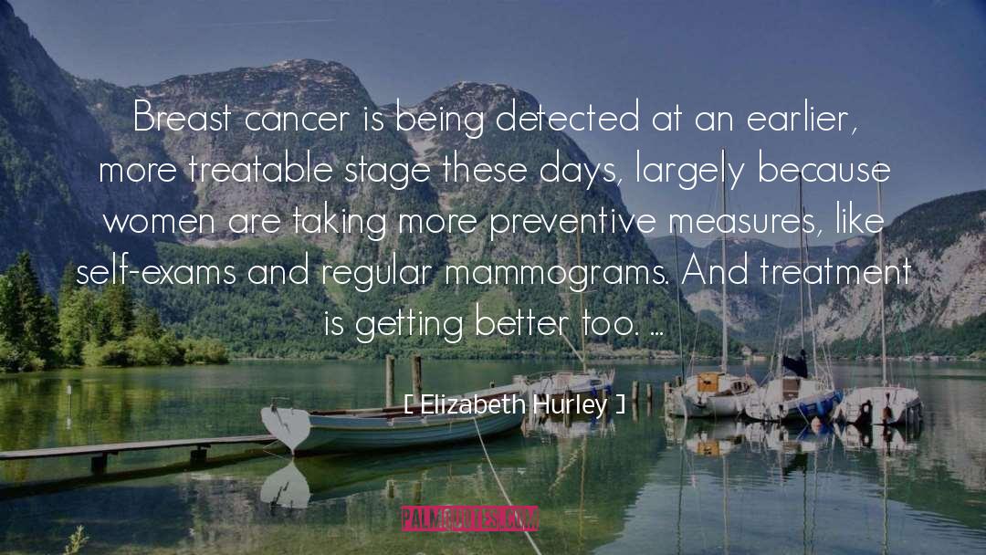 Elizabeth Hurley Quotes: Breast cancer is being detected