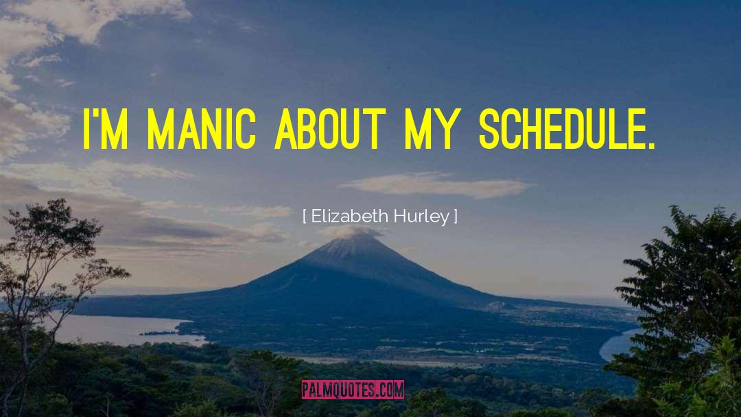Elizabeth Hurley Quotes: I'm manic about my schedule.