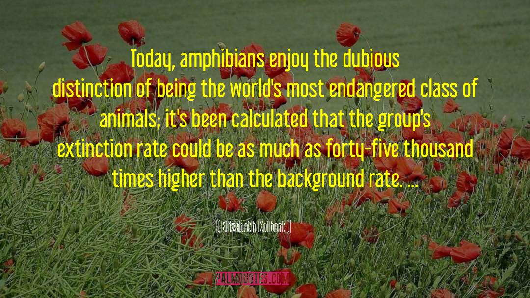 Elizabeth Kolbert Quotes: Today, amphibians enjoy the dubious
