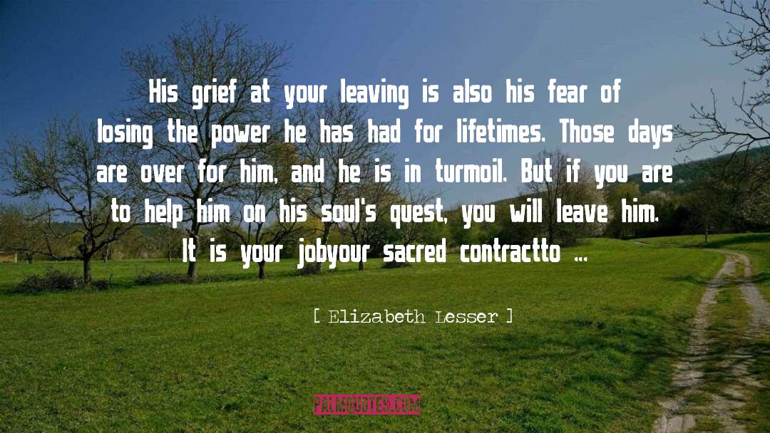 Elizabeth Lesser Quotes: His grief at your leaving