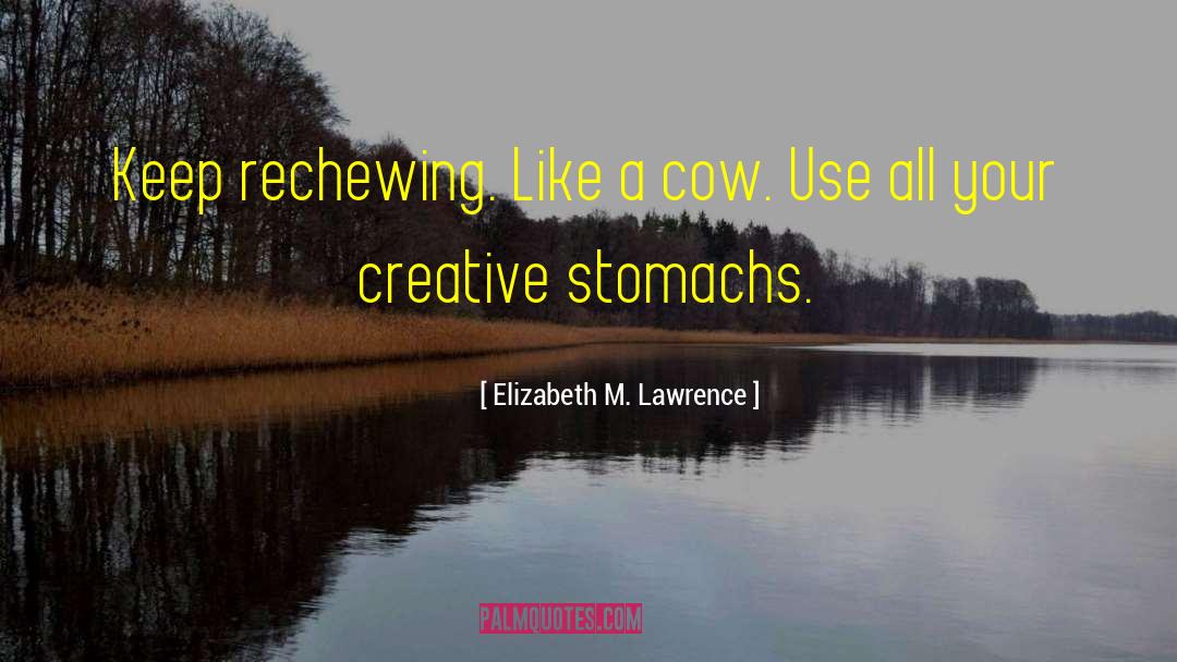 Elizabeth M. Lawrence Quotes: Keep rechewing. Like a cow.