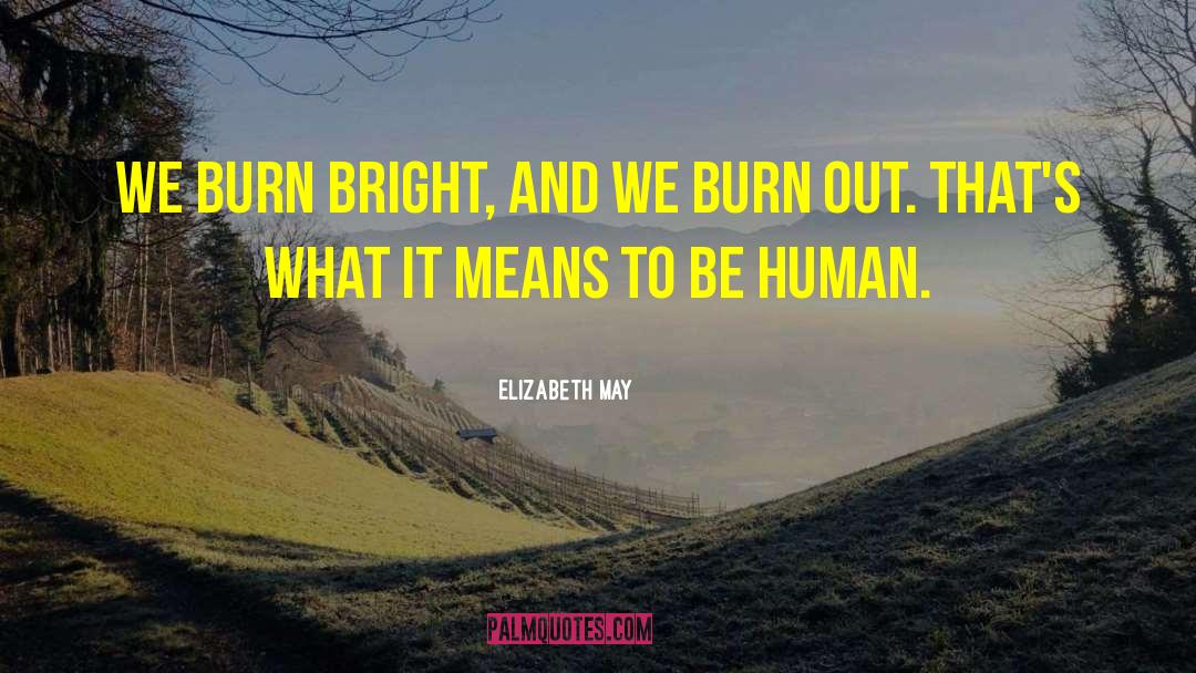 Elizabeth May Quotes: We burn bright, and we