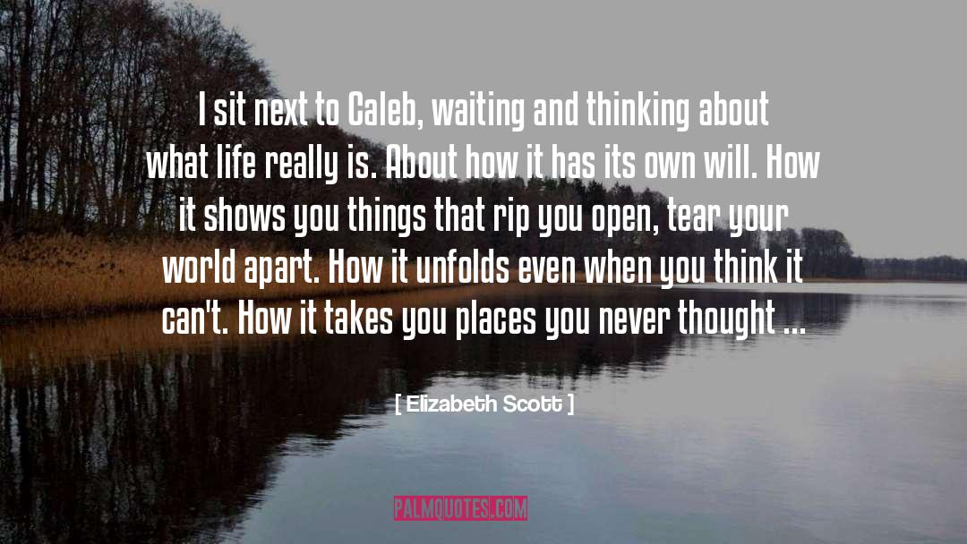 Elizabeth Scott Quotes: I sit next to Caleb,