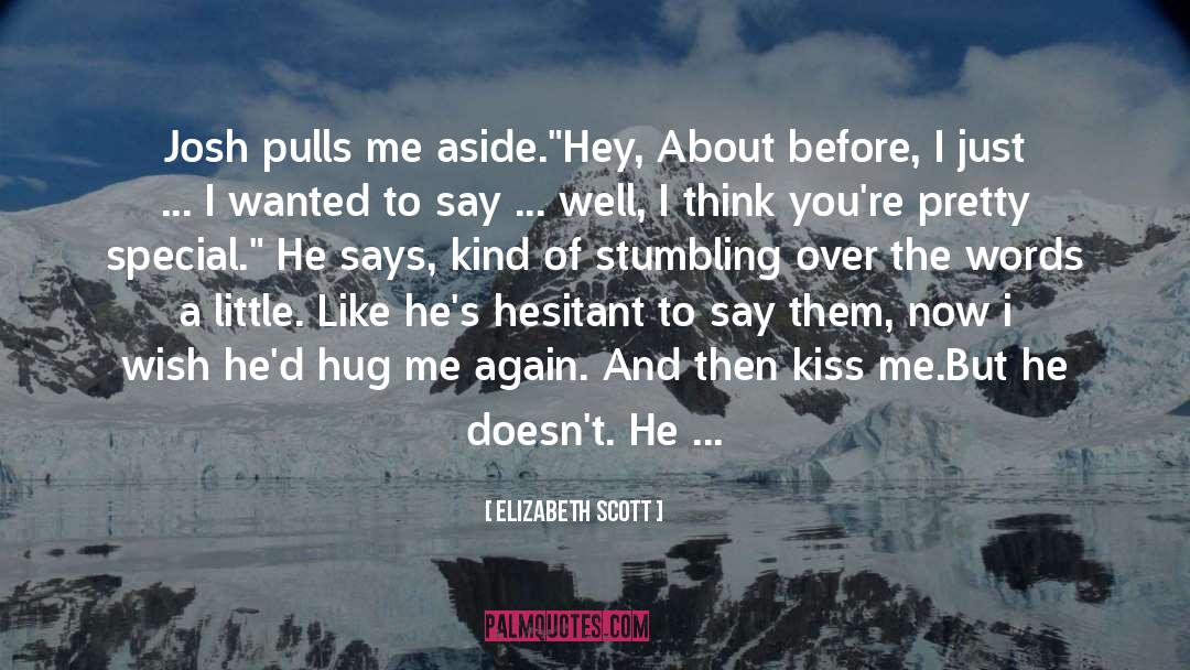 Elizabeth Scott Quotes: Josh pulls me aside.<br>