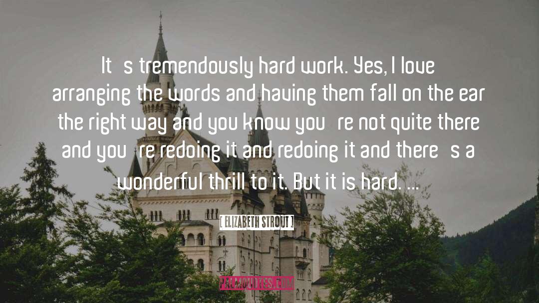 Elizabeth Strout Quotes: It's tremendously hard work. Yes,
