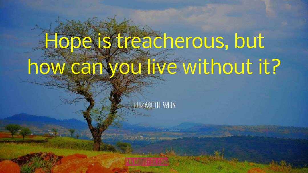 Elizabeth Wein Quotes: Hope is treacherous, but how