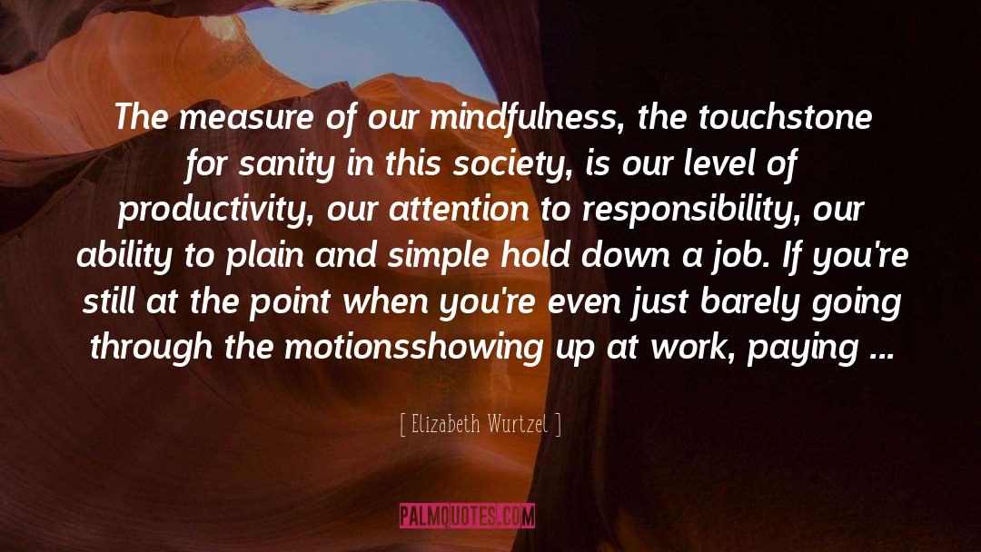 Elizabeth Wurtzel Quotes: The measure of our mindfulness,