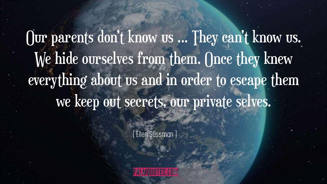 Ellen Sussman Quotes: Our parents don't know us