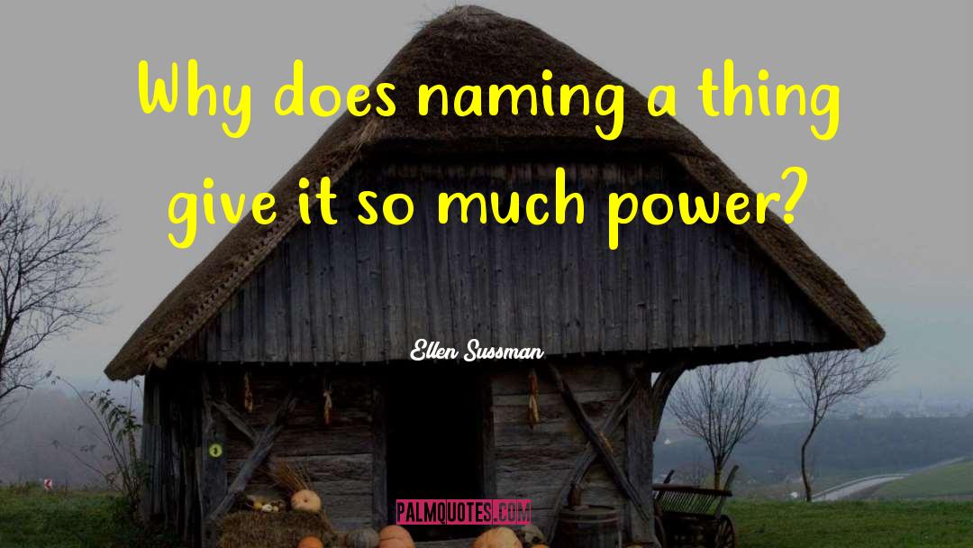 Ellen Sussman Quotes: Why does naming a thing