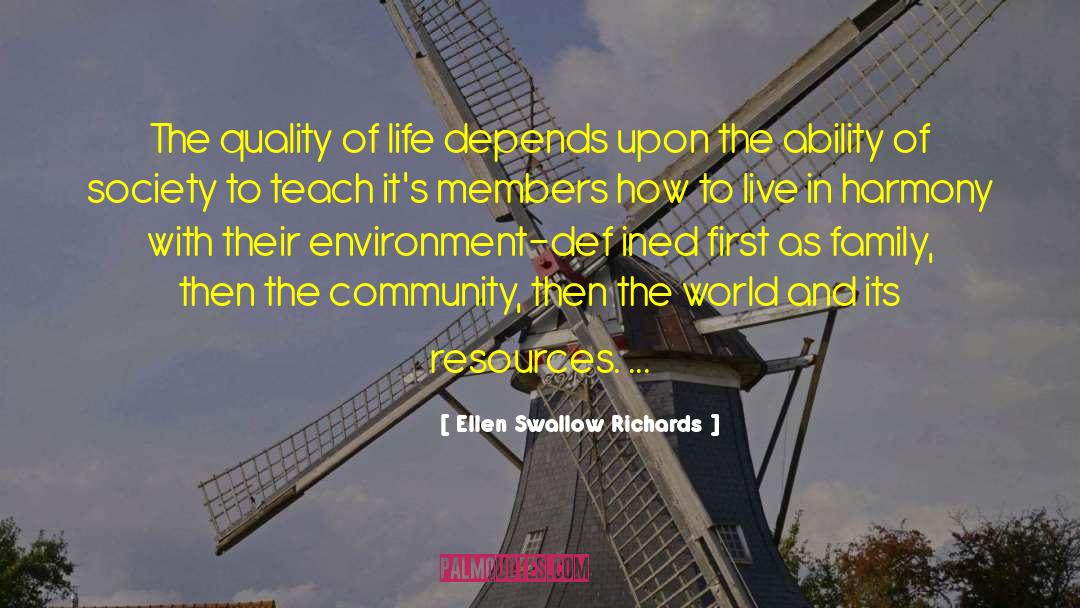 Ellen Swallow Richards Quotes: The quality of life depends