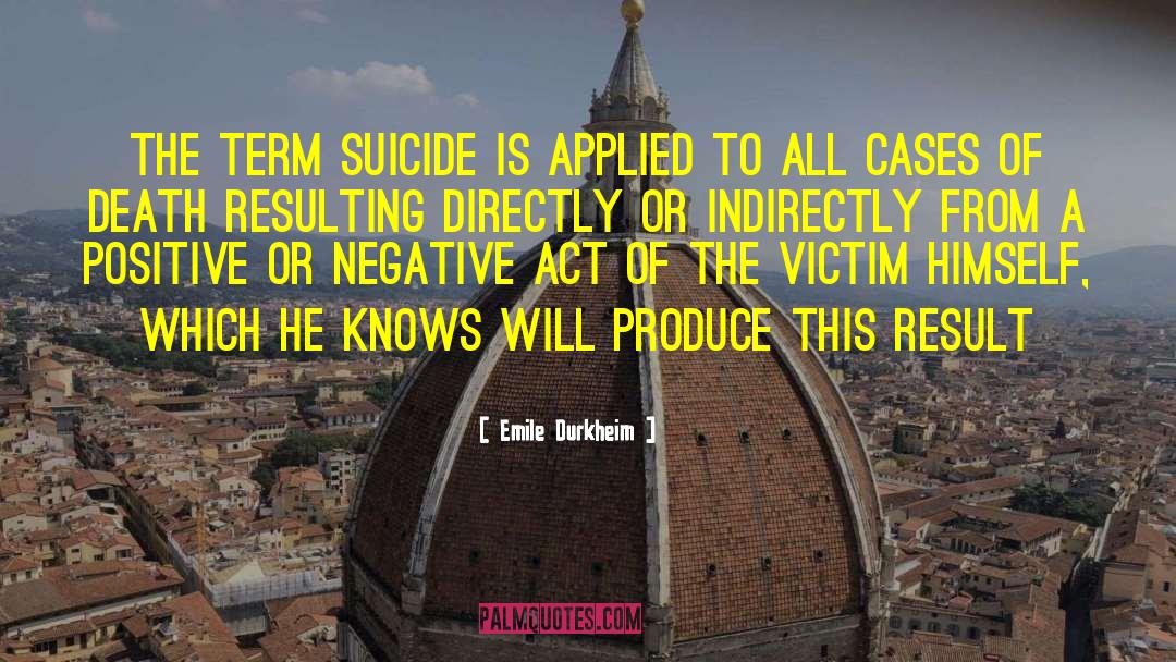 Emile Durkheim Quotes: The term suicide is applied