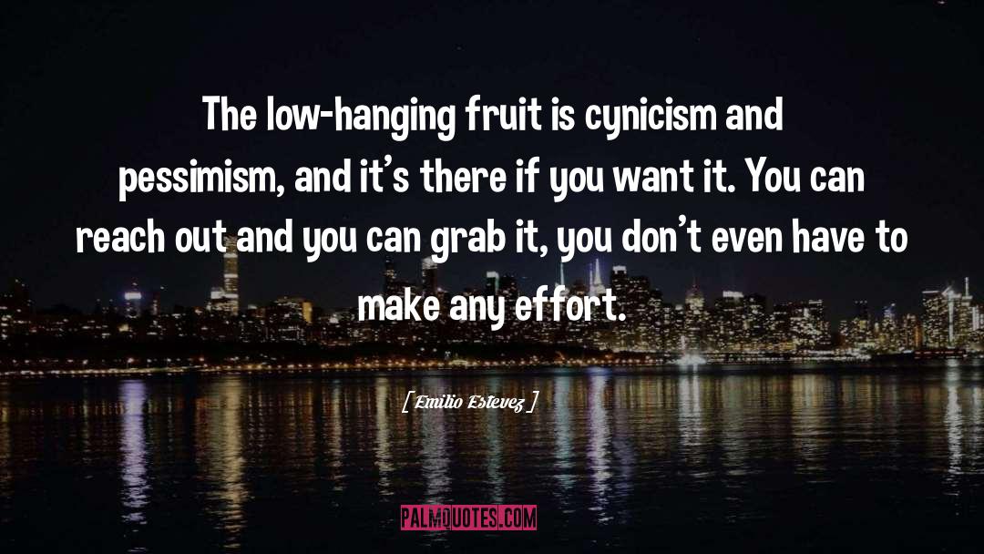 Emilio Estevez Quotes: The low-hanging fruit is cynicism