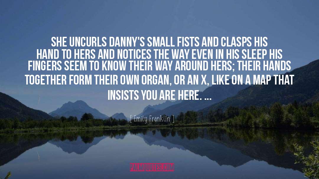 Emily Franklin Quotes: she uncurls danny's small fists