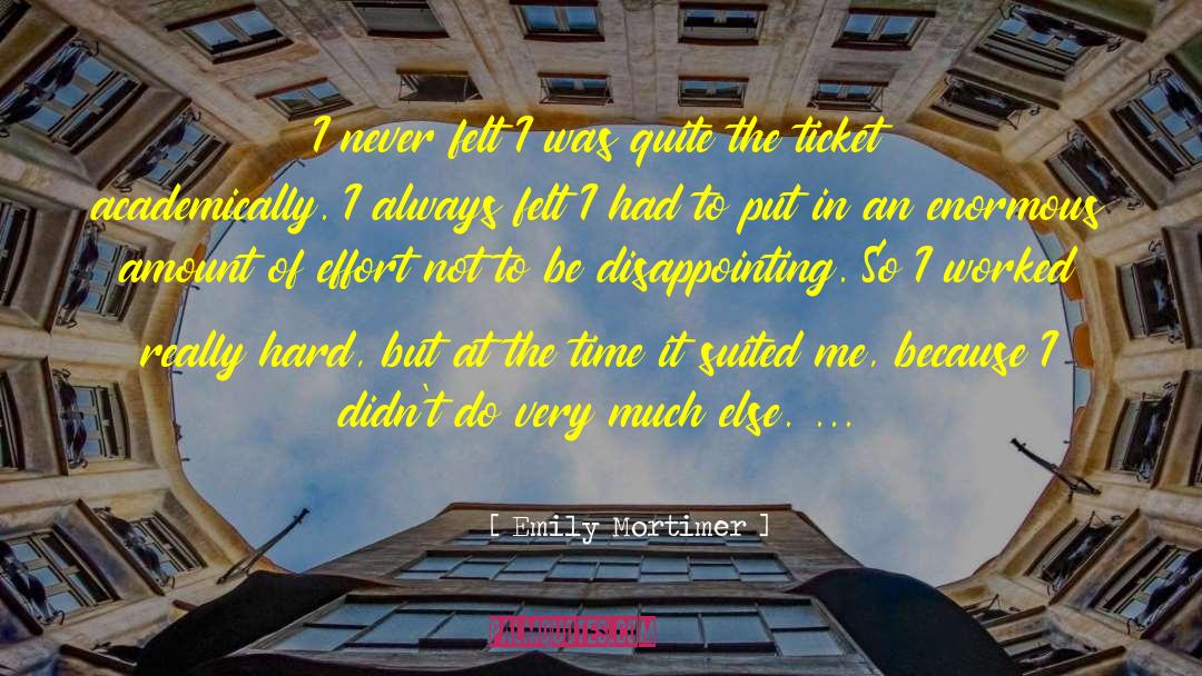 Emily Mortimer Quotes: I never felt I was