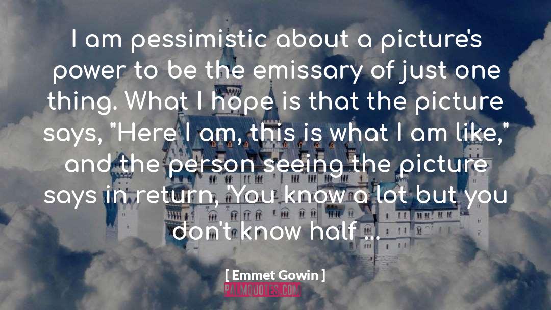 Emmet Gowin Quotes: I am pessimistic about a