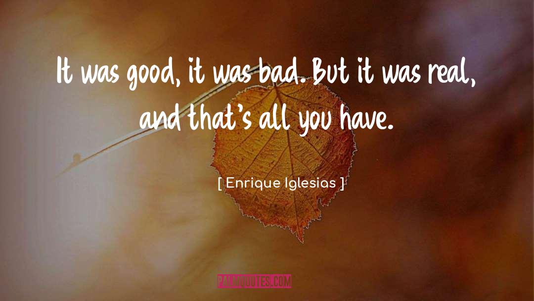 Enrique Iglesias Quotes: It was good, it was
