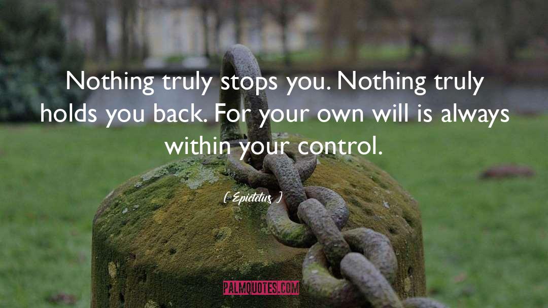 Epictetus Quotes: Nothing truly stops you. Nothing