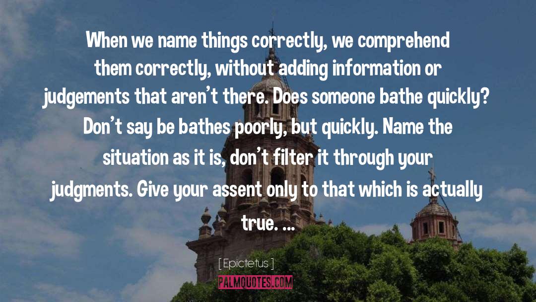 Epictetus Quotes: When we name things correctly,