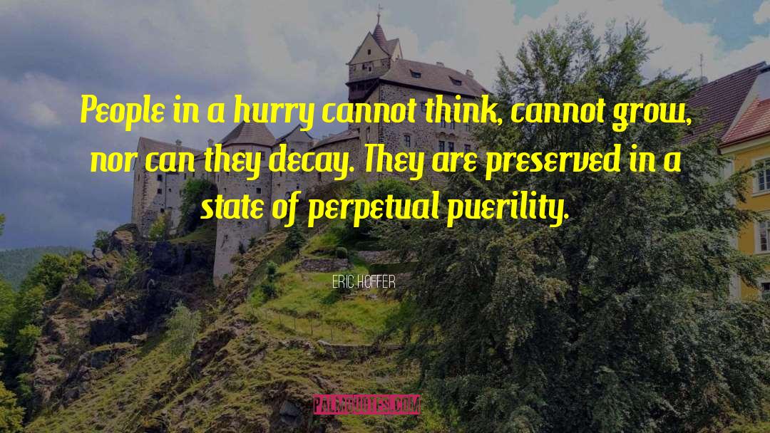 Eric Hoffer Quotes: People in a hurry cannot