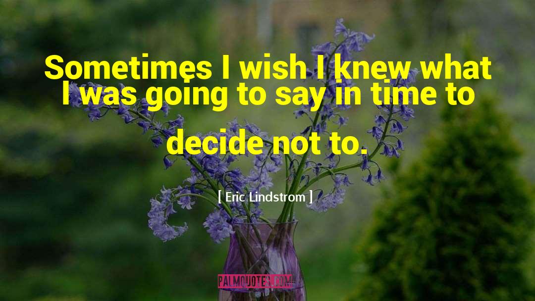 Eric Lindstrom Quotes: Sometimes I wish I knew