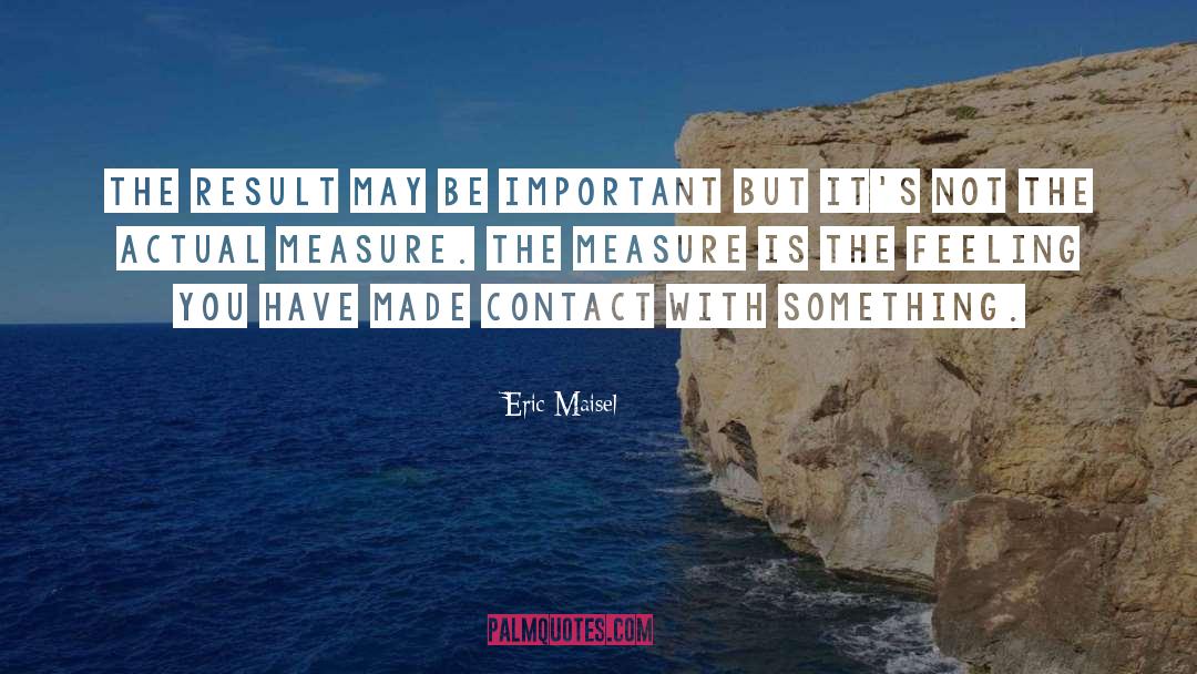 Eric Maisel Quotes: The result may be important