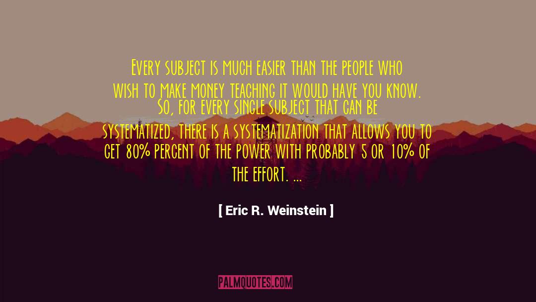 Eric R. Weinstein Quotes: Every subject is much easier