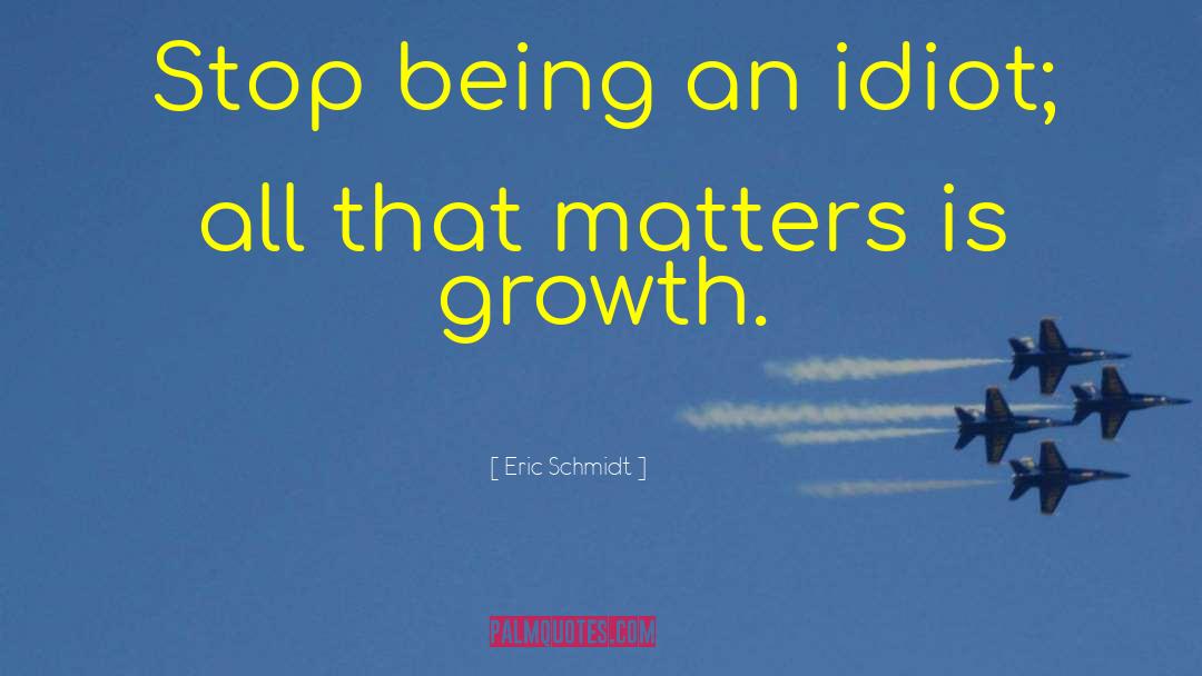 Eric Schmidt Quotes: Stop being an idiot; all