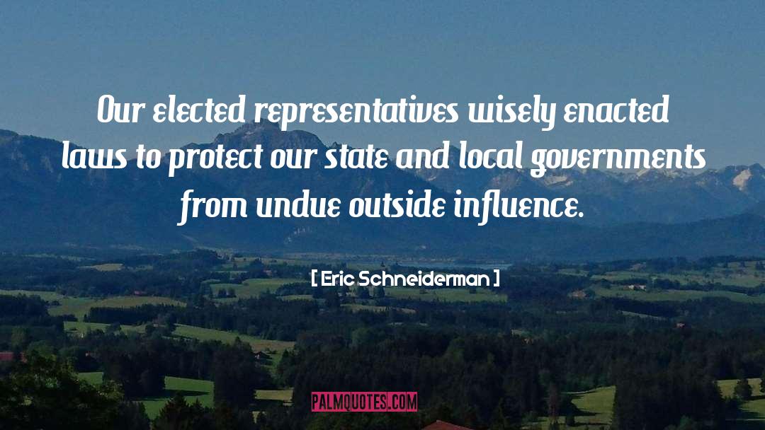 Eric Schneiderman Quotes: Our elected representatives wisely enacted