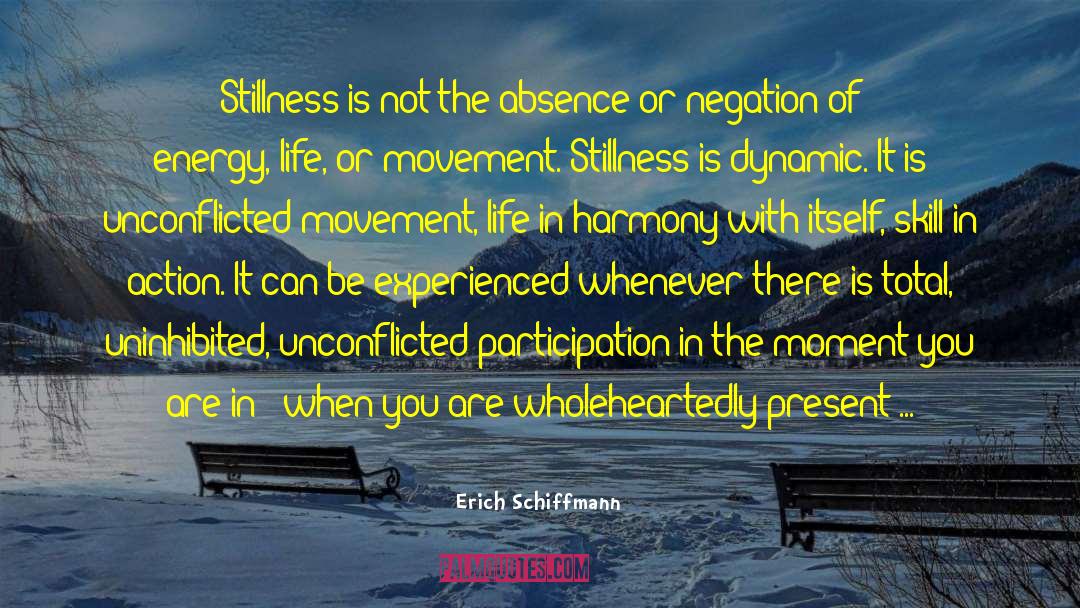 Erich Schiffmann Quotes: Stillness is not the absence