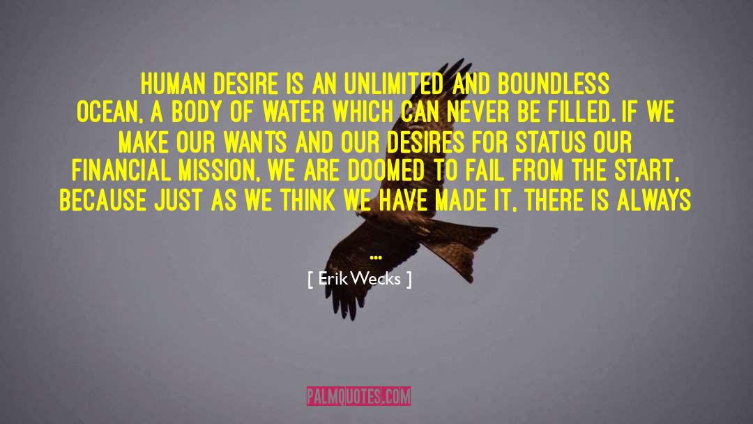 Erik Wecks Quotes: Human desire is an unlimited