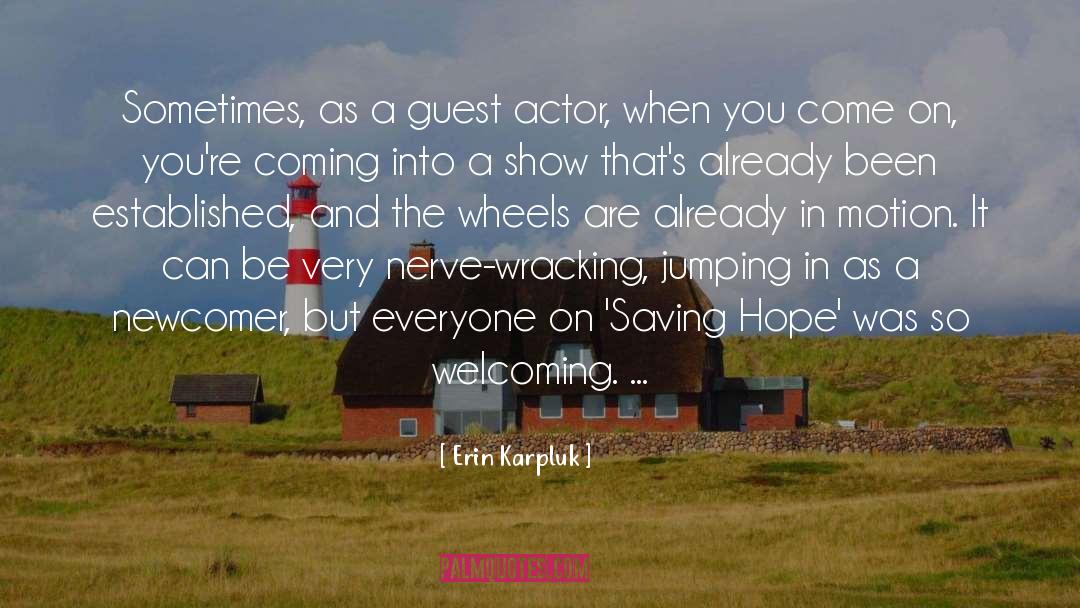 Erin Karpluk Quotes: Sometimes, as a guest actor,