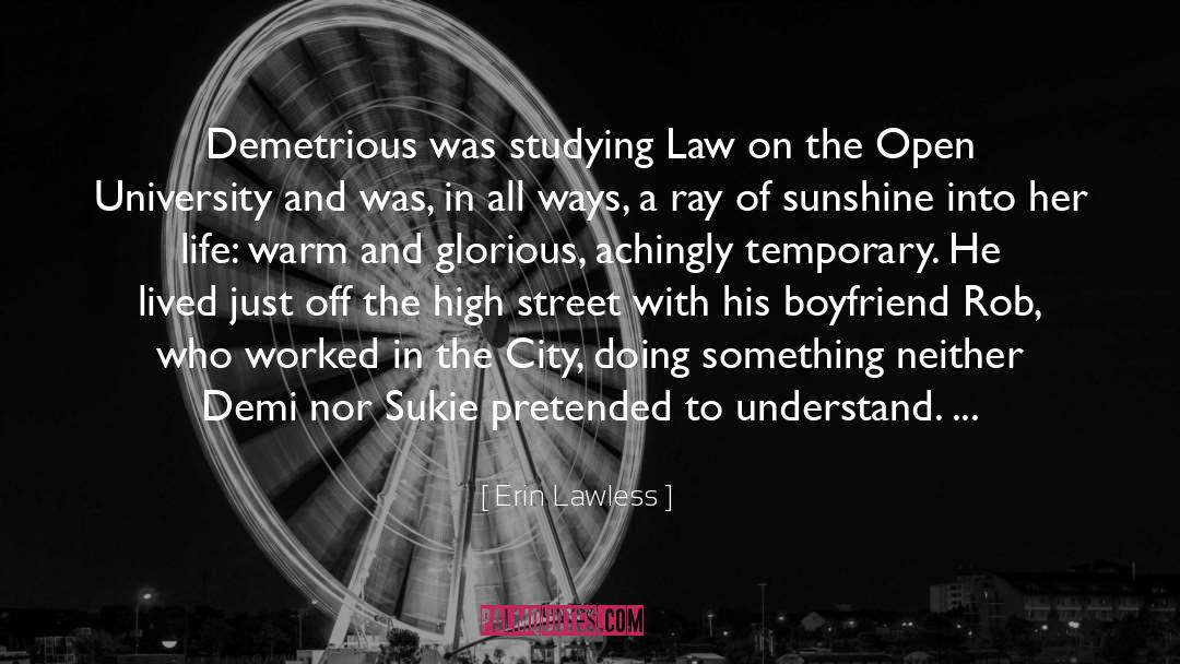 Erin Lawless Quotes: Demetrious was studying Law on