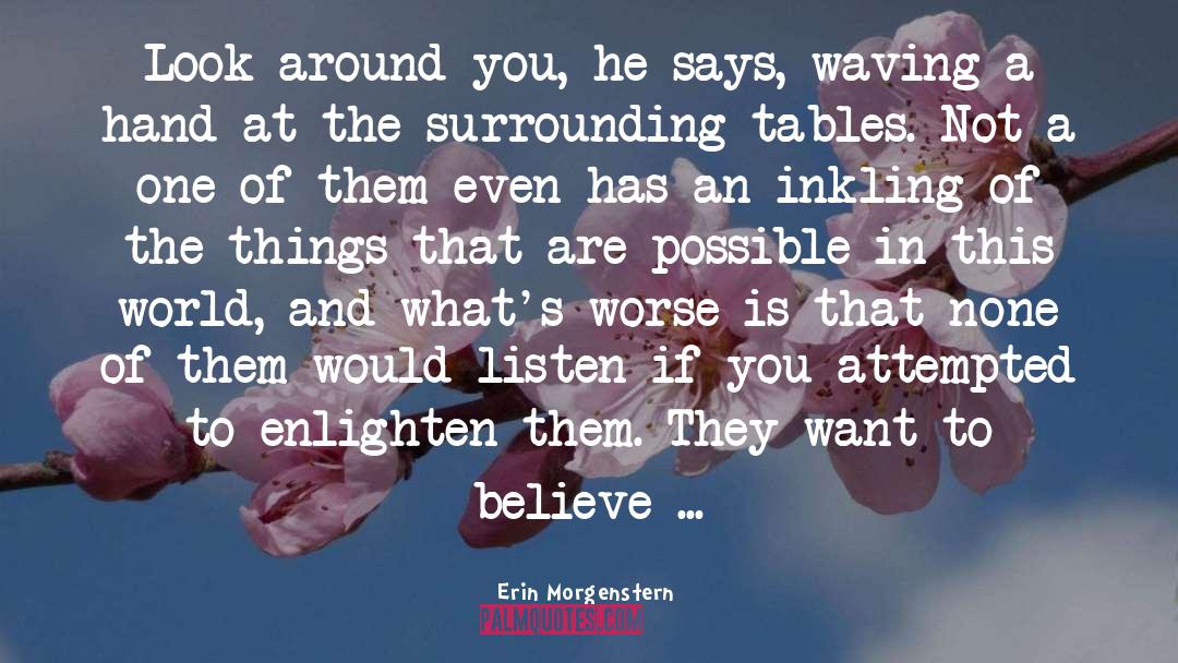 Erin Morgenstern Quotes: Look around you, he says,