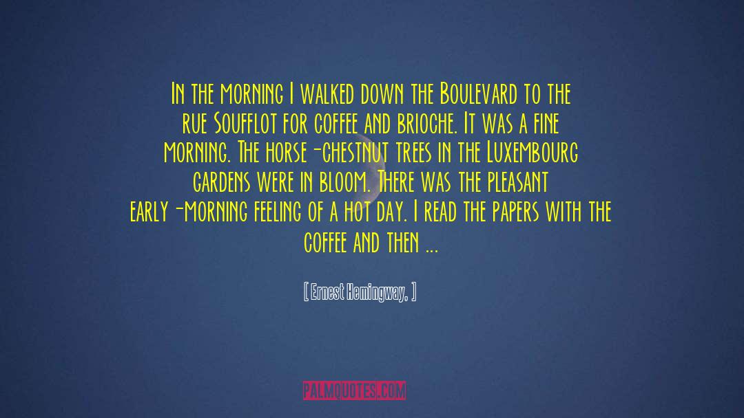 Ernest Hemingway, Quotes: In the morning I walked