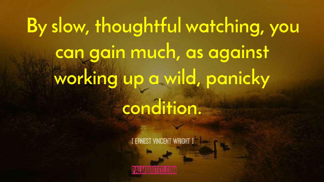 Ernest Vincent Wright Quotes: By slow, thoughtful watching, you
