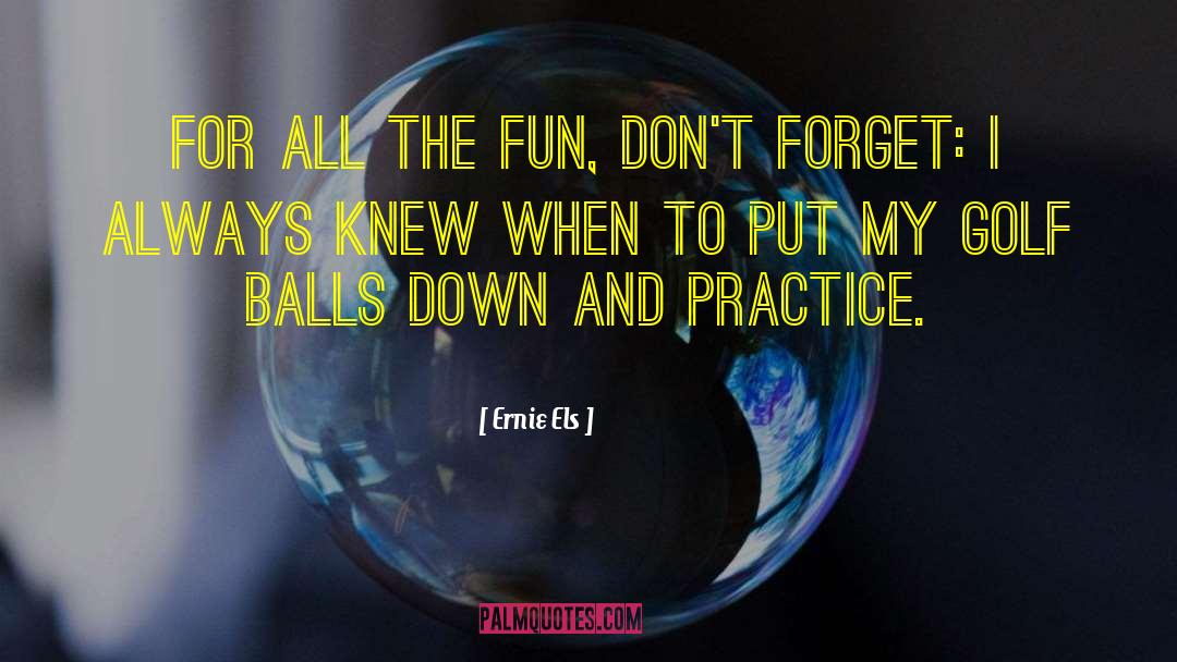 Ernie Els Quotes: For all the fun, don't