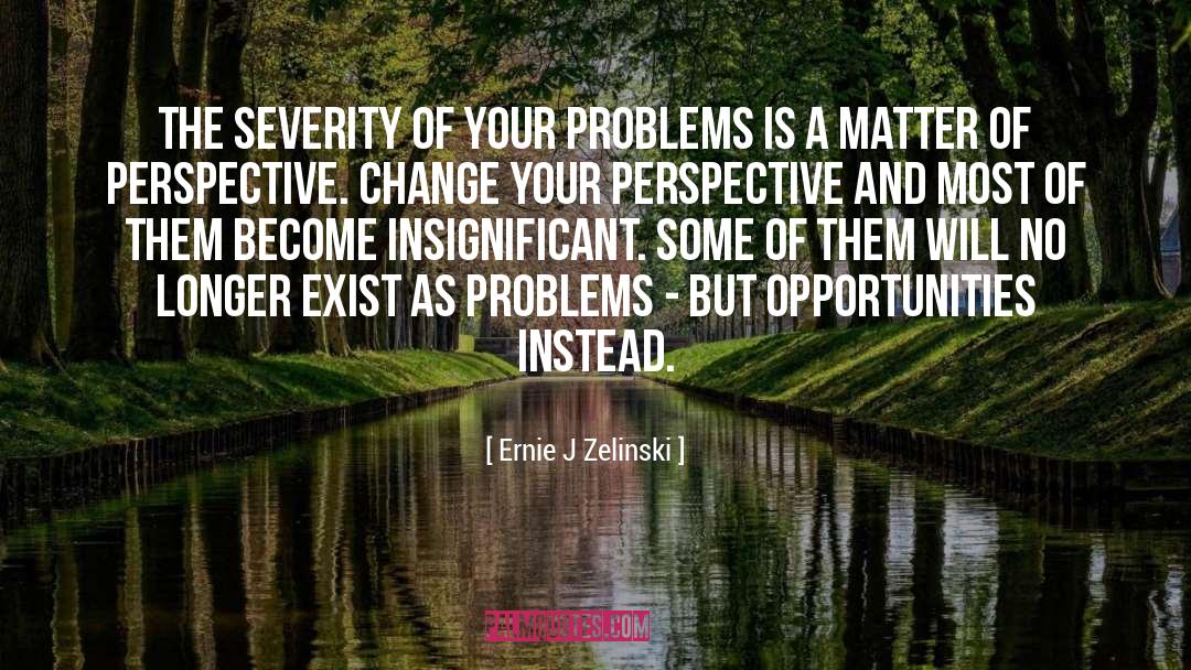 Ernie J Zelinski Quotes: The severity of your problems